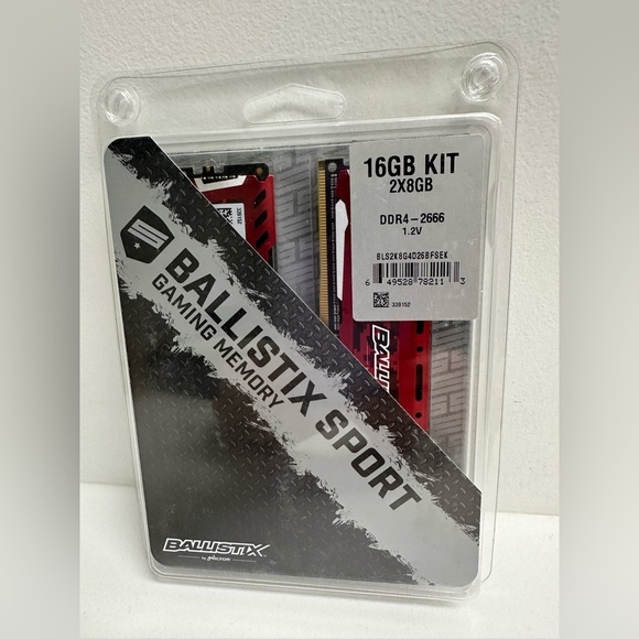 Ballistix Sport 16GB Kit 2x 8GB DDR4-2666 1.2V BLS2K8G4D26BFSEK Gaming Memory - Picture 1 of 4